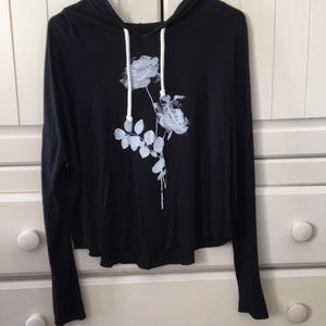 Black American eagle hooded long sleeve shirt